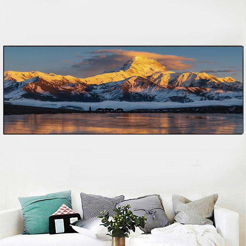 Landschaft Schnee Berg See Leinwand Malerei Natur Poster und Drucke Wand Kunst Bilder Schlafzimmer Wohnzimmer Home Decor Kein Rahmen
