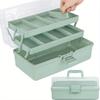 3-Layer Plastic Dividing Storage Box Craft Organizer and Storage with Adjustable Spacers Portable Handled Art Supply Organizer