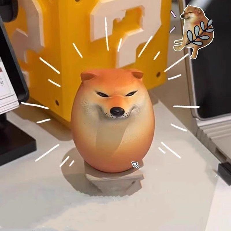 Shiba Inu Realistic Egg Shape PVC Desk Decor, Dog and Egg Union Decorations for Home, Offices, Fun Christmas Gifts