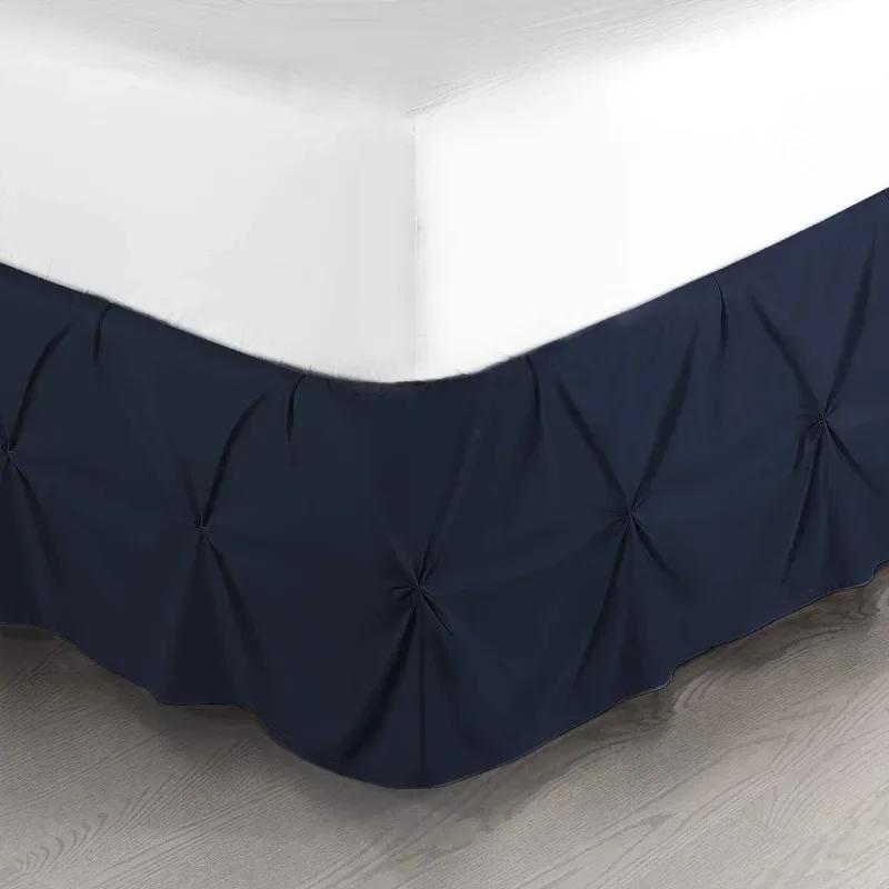 

Solid color Pinch Pleat Queen Bed Skirt Drop Bedskirt Hotel Quality Dark Grey Bed Skirts Premium Microfiber for Queen/king Bed Full (137X190x36CM) Темно-синій