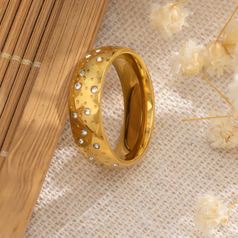 European Starry Sky Rhinestone Titanium Steel Couple Rings