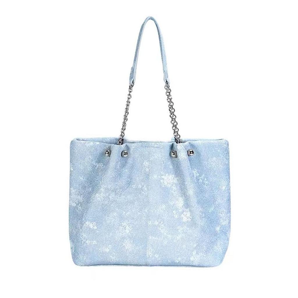 Trendy Fashion Blue Women Shoulder Bag Tote Bags Ladies Simple Shopping Bag Portable Top-Handle Handbags