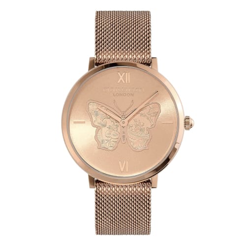 

Authorized Retailer: OLIVIA BURTON Women s Signature 35mm Butterfly Ultra Slim Rose Gold Mesh Watch (ob24000148)