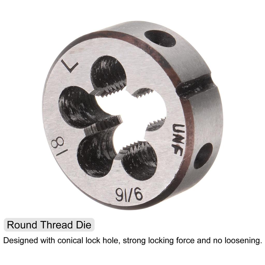 Uxcell 2-Piece Tap & Die Set, 9/16-18 UNF Left-Handed Thread Tap & Round Die, Tapping Thread Tool, Tap & Die Kit for Nut, Screw, Bolt Thread Repair