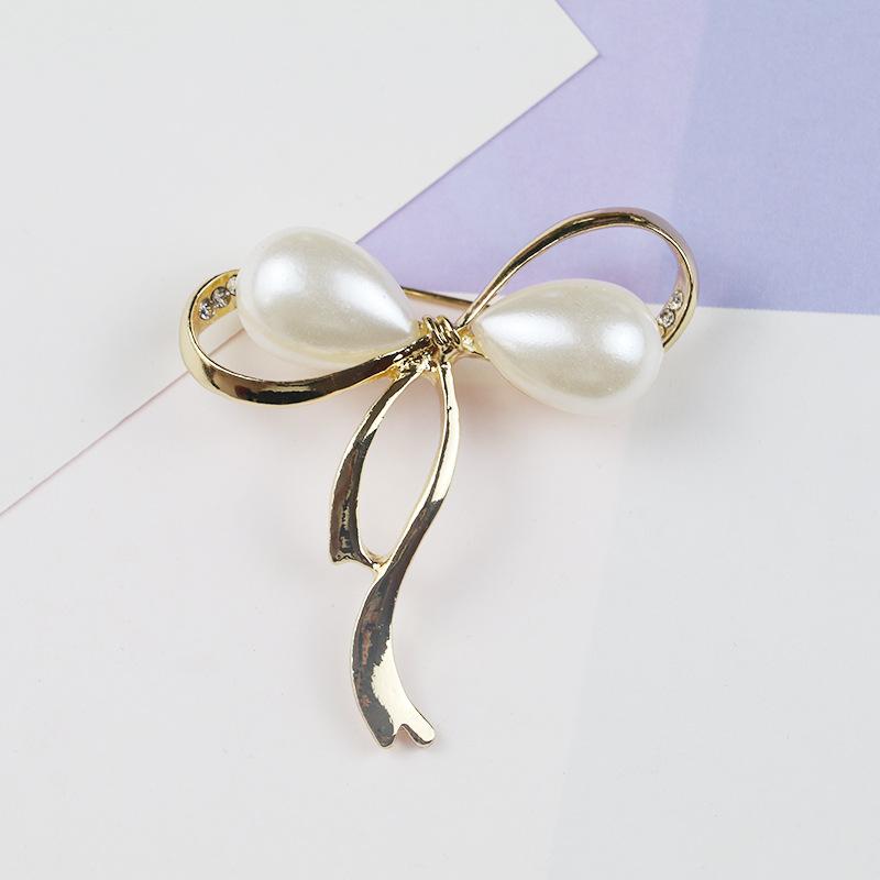 

Креативная антибликовая брошь, высококачественная женская брошь-корсаж с бриллиантами и жемчугом, аксессуары для одежды, брошь-бант золотой