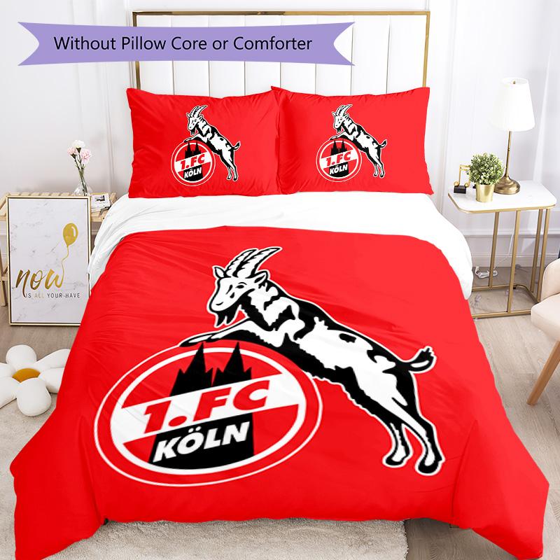 FC K?ln Pattern Bedding,Quilt Set Quilt Cover Pillowcase Home Birthday Gift (1*duvet cover+2*pillowcase,without core)