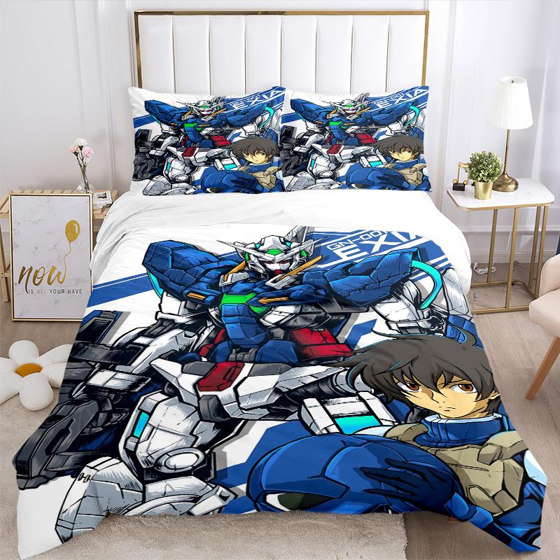 Mobile Suit Adventure Print 3Pcs Bedding Setduvet Cover With 2 Bedropillowcase Home Birthday Gift