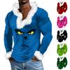 Men's Casual Cartoon Printed Plush V-neck With Fleece Long-sleeved Sweatshirt
