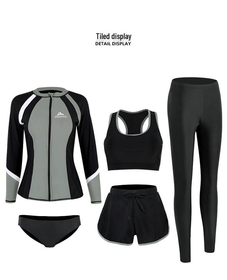 Plus Size Women's Jellyfish Pattern Two-Piece Wetsuit with Zipper: Long Sleeve Surfing Suit for Snorkeling, Hot Springs, and Beach Swimming