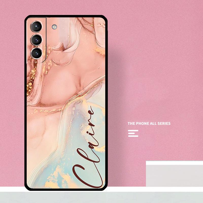 Personalised Marble Customized Name Case For Samsung Galaxy S23 S22 Ultra Plus S8 S9 S10 Plus Note 10 20 S21 FE S20 FE Cover