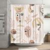 Contemporary Print Shower Curtain Set for Bathroom Decor Simple Modern Design with Face Shapes in Pink Beige Colors (180x274cm)
