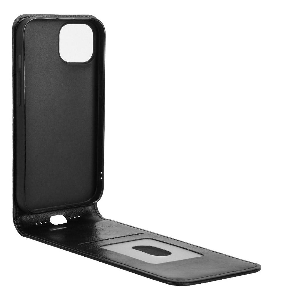 

For Motorola Moto G35 5G Case with Card Slot Magnetic Vertical Flip Leather Phone Cover Black