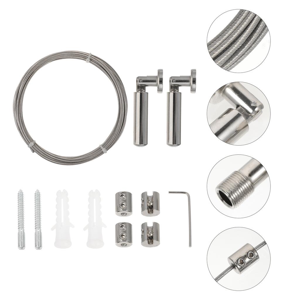 Stainless Steel Clothesline Curtain Rod Extra Long Rods Wire Kit Outdoor Scalable