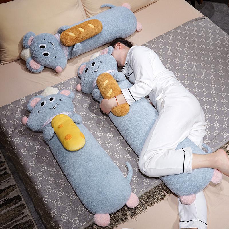 

Cylindrical Bolster Pillow: Side Sleep Support & Hug, Girls’ Bedding Essential, Washable, Men s Style Bread Mouse Pillow [Daze]; 90cm x 20cm