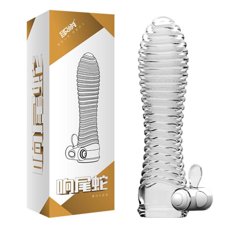 Transparent Crystal Condom Penis Sleeve Male Enlargement Time Delay Spike Clit Reusable Condoms Sex Toy for Couple
