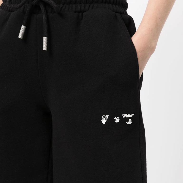 Off-White Logo Print Sports Shorts Loose Fit Women shorts Black OWCI001F21JER00110011001