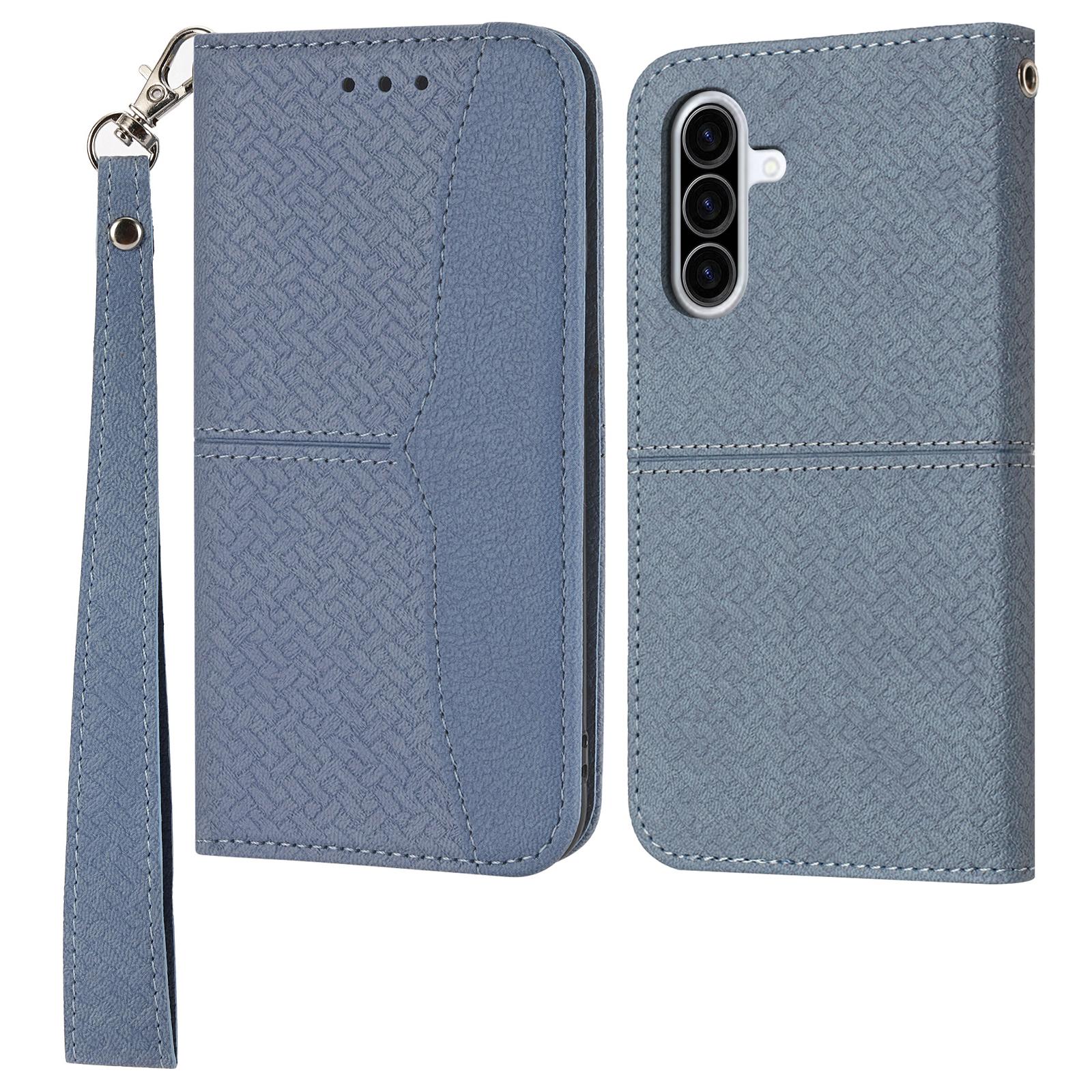 

For Samsung Galaxy A36 5G Case Woven Texture PU Leather Wallet Phone Cover Grey