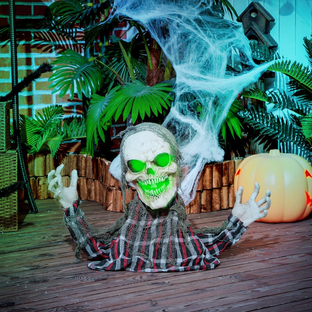 70cm Groundbreaker Skeleton Halloween Animatronic, with Glowing Eyes