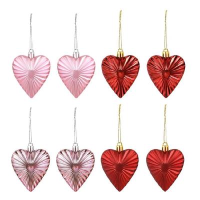 8Pieces Colorful Heart Decorations Perfectly For Valentine's Day Hanging Ornaments Christmas Tree Pendant