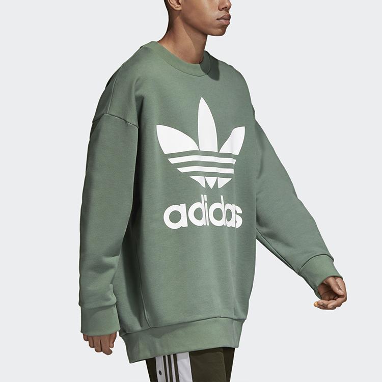 Adidas Originals Trefoil Oversized Casual Crew Neck Sweatshirt Men Tops Green DH5770