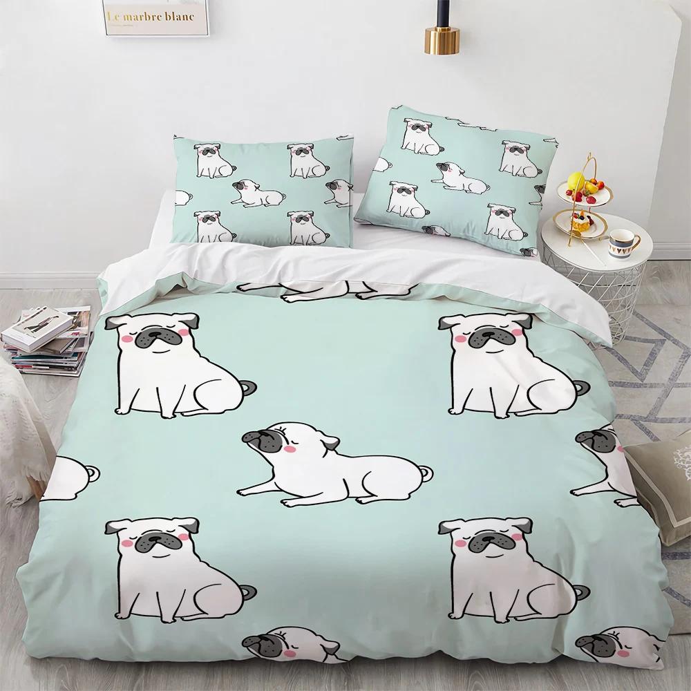 Corgi Dog King Queen Duvet Cover Yellow Cartoon Puppy Bedding Set for Kids Boys Girls Kawaii Pet Animal Pink 2/3pcs Quilt Cover