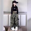 2024 New Girls' Loose Camouflage Pants – Korean Style All-Match Overalls for Spring & Autumn, Perfect for Older Kids