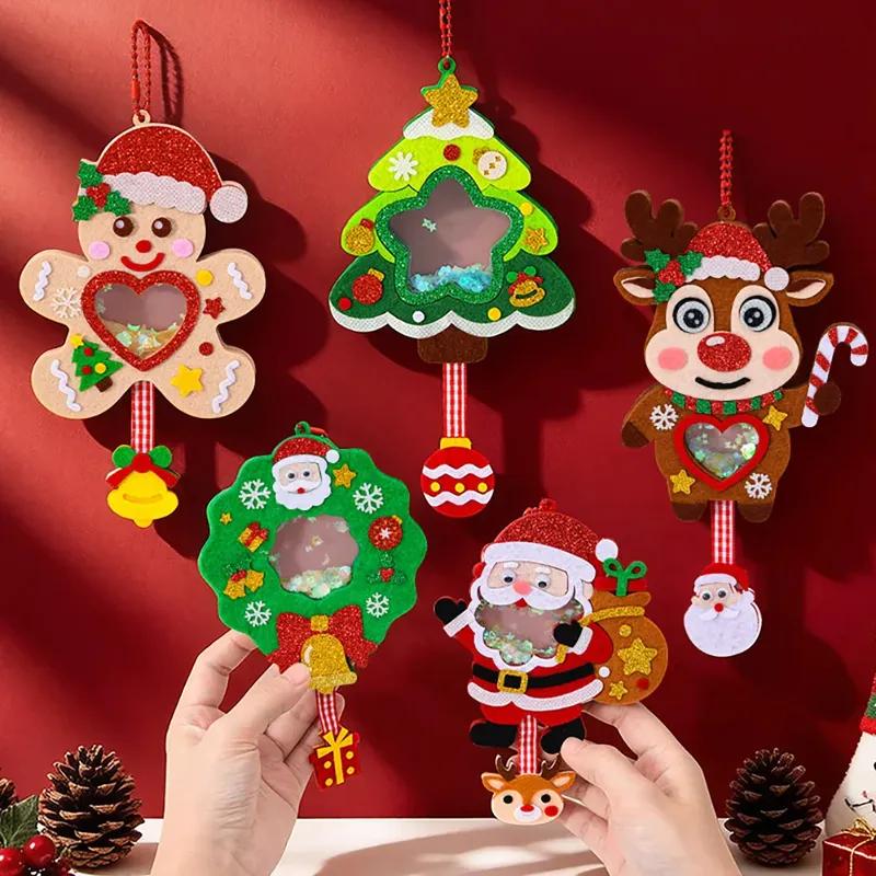 DIY Felt Shaking Joy Keychain Christmas Handmade Decorative Hanging Ornament Santa Claus Snowman Door Hanging Supplies