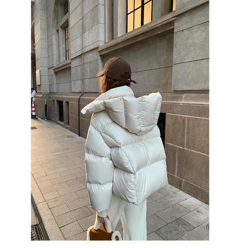 New down padded clothes women's short coat thickened padded jacket loose hooded winter small bread padded clothes