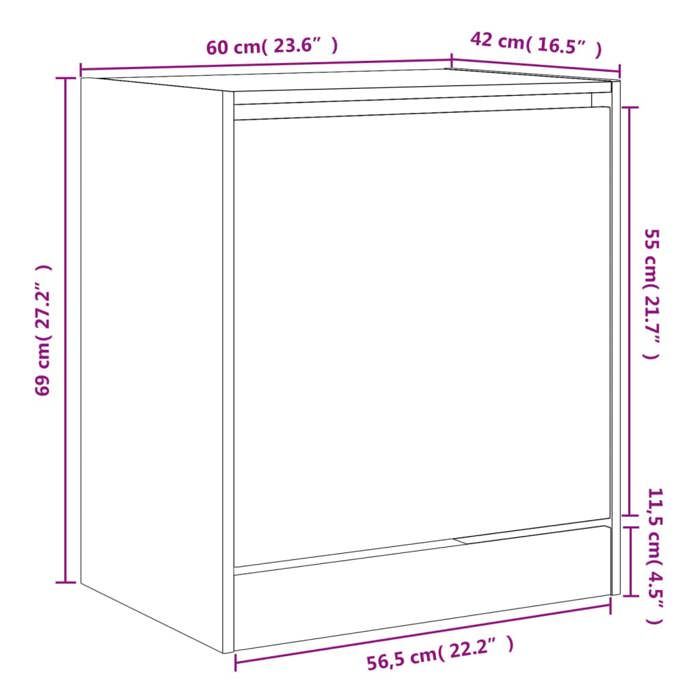 VidaXL Shoe Cabinet Smoked Oak 60x42x69 Cm Engineered Wood 839984