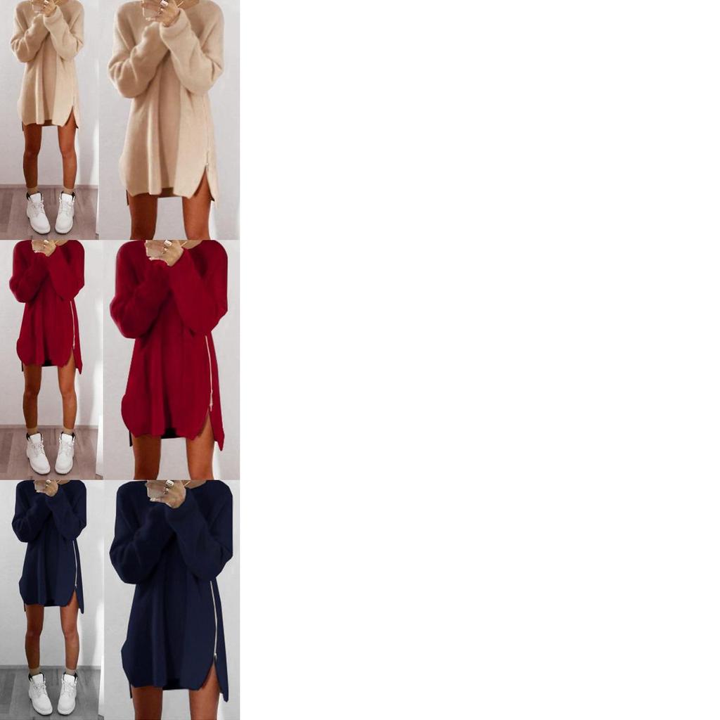 Luxurious Womens Jumper Knitted Sweaters Dress With Solid Casual Long Sleeves