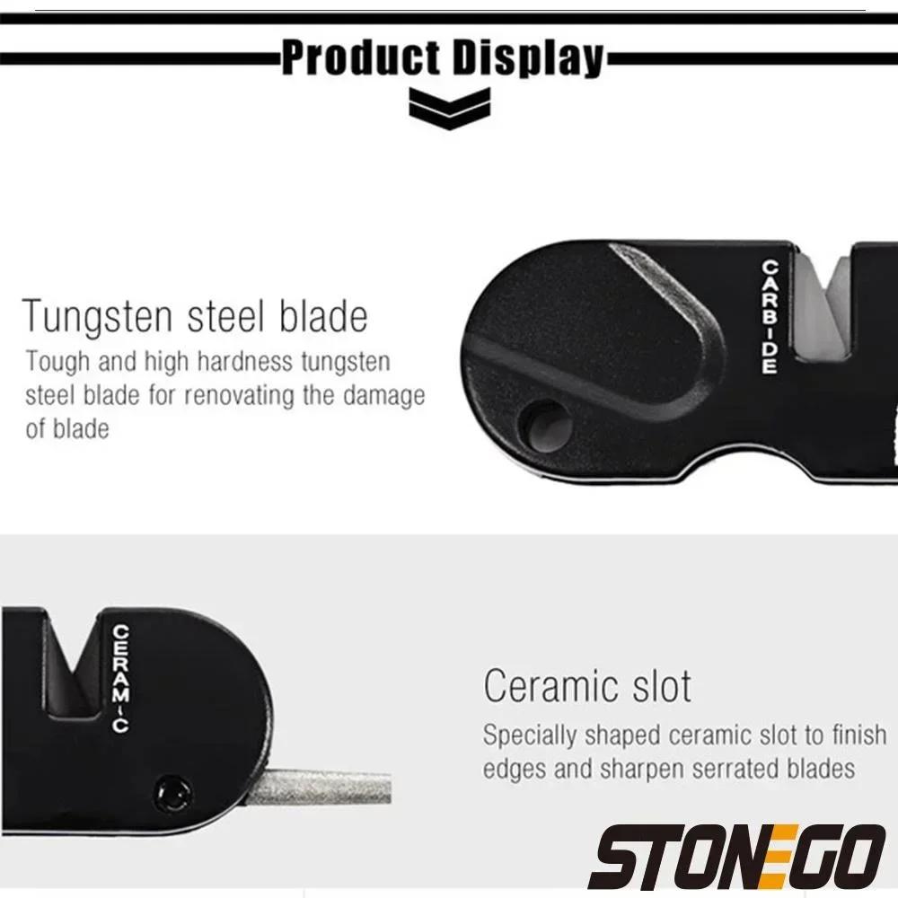 STONEGO 4-v-1 přenosný skládací brousek na nože - Keramické karbidové diamantové kameny pro venkovní použití a do kuchyně