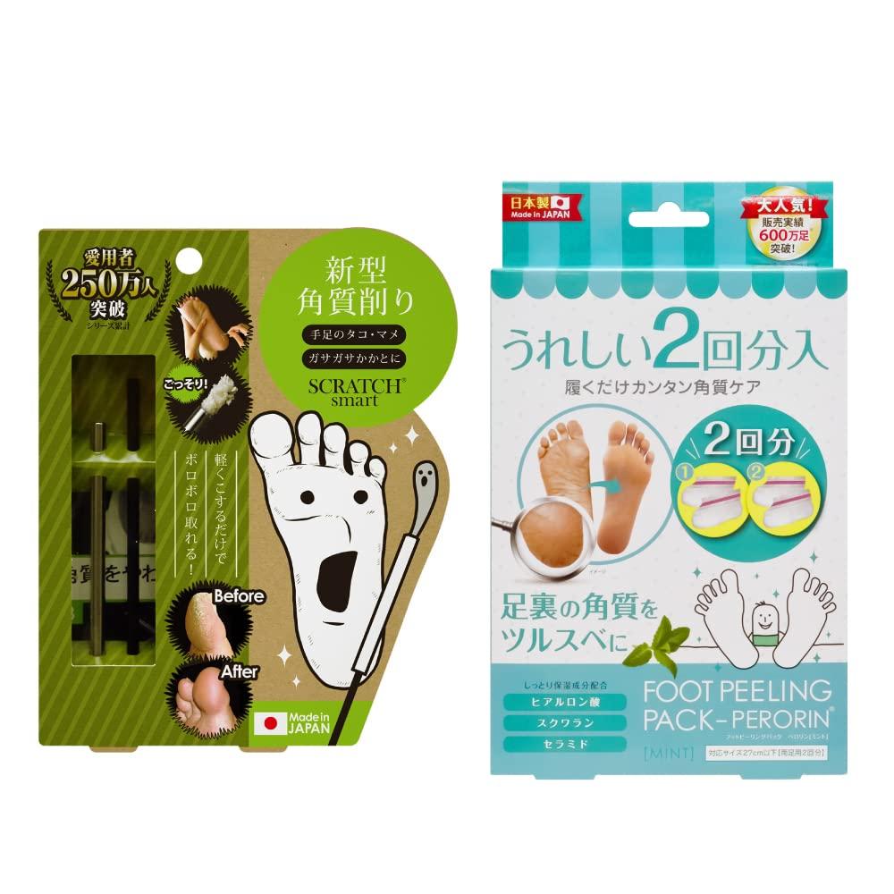 Foot Peeling Pack Perorin Mint x 1 Scratch Smart x 1 Set (2 uses) &