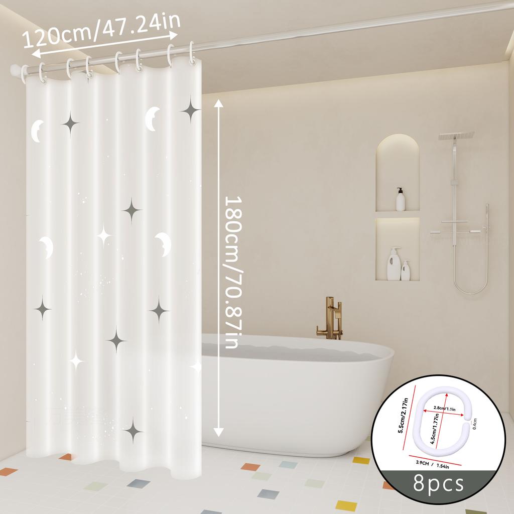 Dreamy Star and Moon Galaxy Shower Curtain, Bathroom Partition Curtain, Starlight That Twinkles Like Broken Diamond