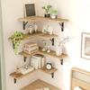 Latest Models Corner Shelves Wall Mounted Set of 3 Wood Wall Shelves for Bedroom /Bathroom/Living Room/Kitchen/Laundry Room