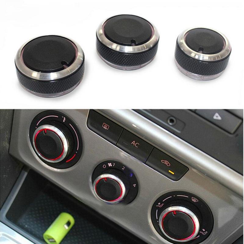 Black Plastic Air Conditioning Knob Replacement Set for Volkswagen AC Heater Control Easy Install