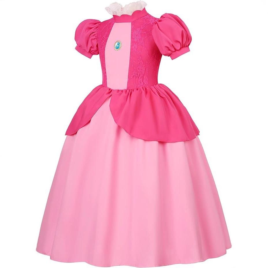 Girls Lace Puff Sleeve Princess Dress for Stage Performance 100 розовый