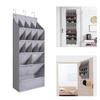 15 Pocket Over Door Hanging Shoe Rack Multipurpose Shoe Hanger for Door Back Storage Solution In Gray Oxford Fabric