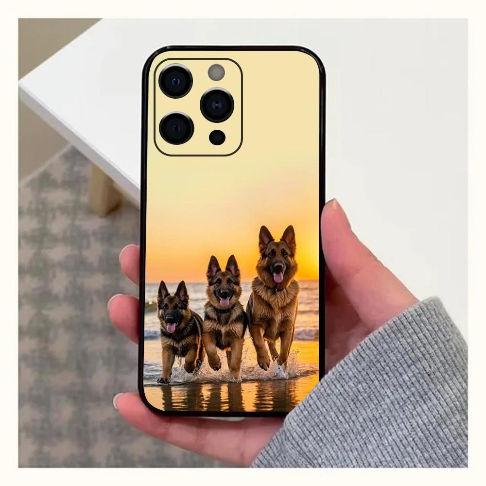 German Shepherd Dog Phone Case For Apple iPhone 15,14,13,12,11,Pro,X,XS,Max,XR,Plus,Mini Soft Black Cover