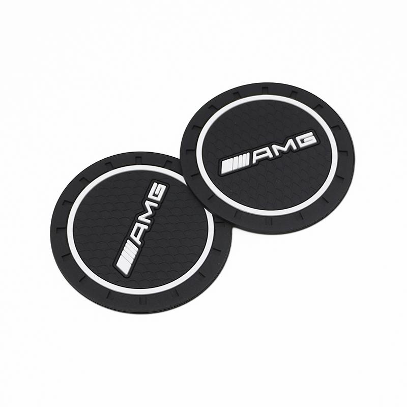 For Benz S-W222Pcs Premium Silicone AMG Car Water Cup Holder Coaster Anti-Slip Mats For Mercedes Benz W213 W204 W205 W177 GLC Auto Accessories