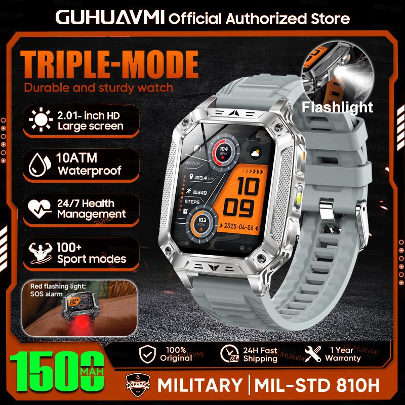 

New 1500Mah Military Smart Watch Men 2.01 AMOLED GPS Path 10ATM Waterproof SOS LED Flashlight Smartwatches For Android iOS 1500mAh Battery