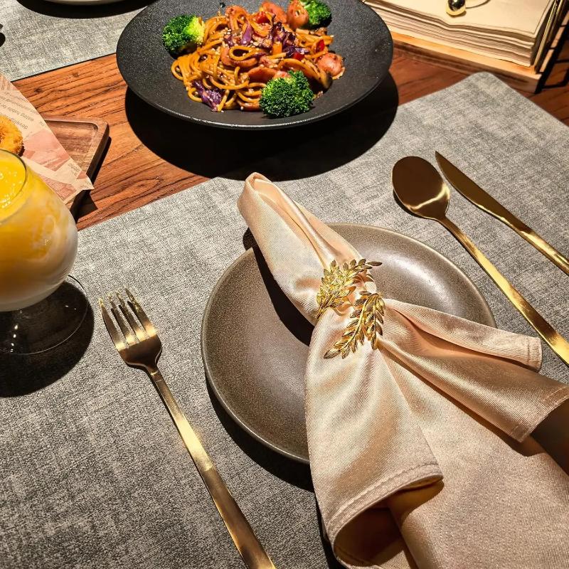 Gold Wheat Napkin Rings Metal Leaf Napkin Holder For Harvest Festival Fall Christmas Thanksgiving Dinner Table Decoration