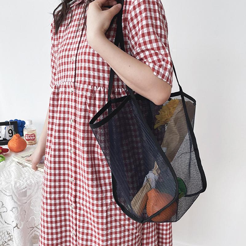 Large Capacity Beach Bag Lightweight Mesh Tote Bag Fashionable and Versatile Shopping Bag For Women Travel