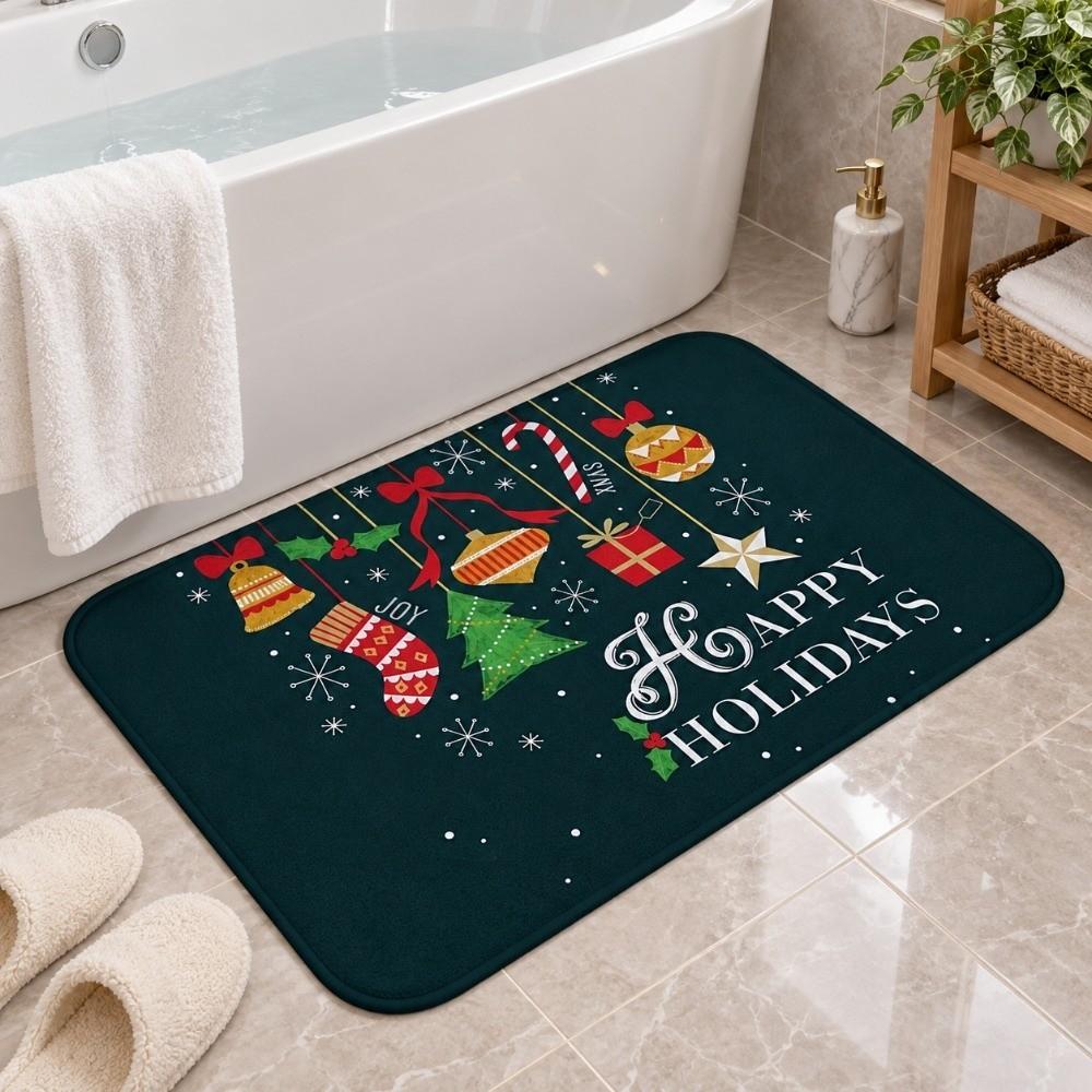 Soft Christmas Carpet Festival Theme Living Room Rug Merry Christmas Entry Floor Mat Dining Room