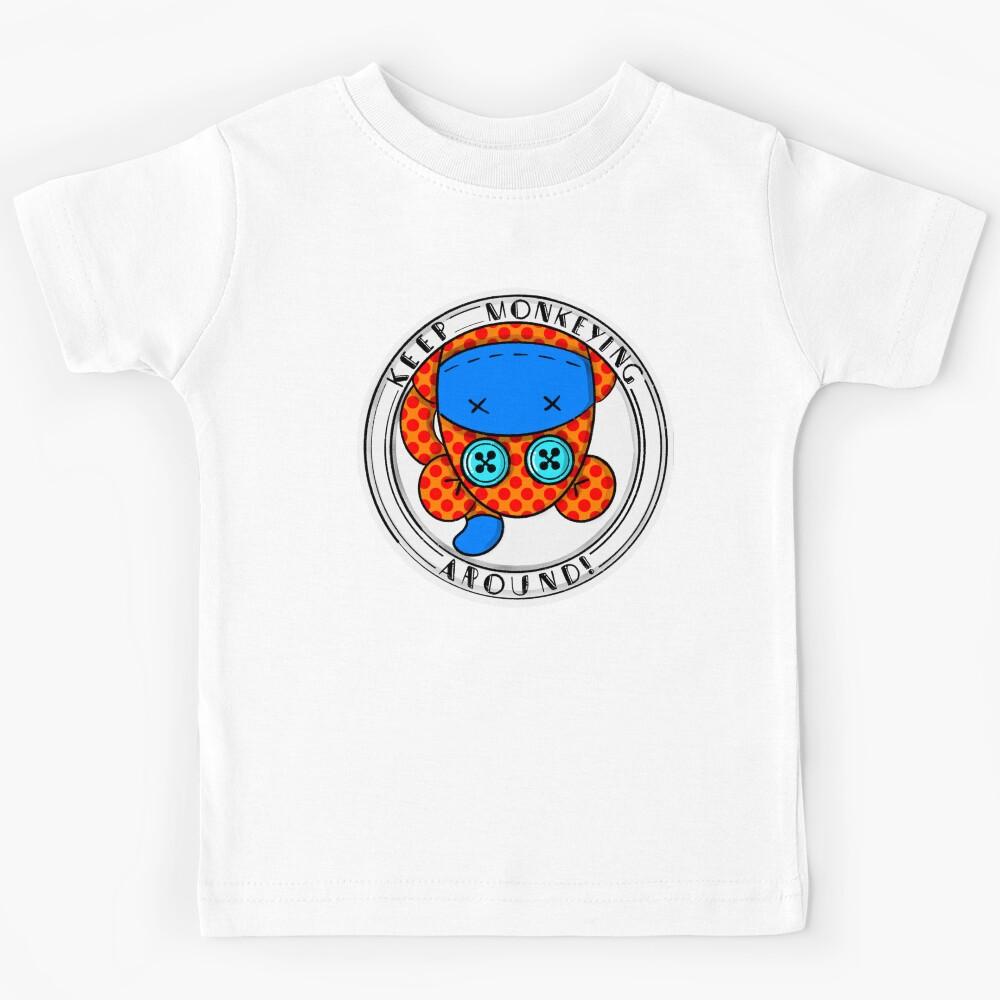 Keep Monkeying Around! Circle Emblem Sock Monkey Kids T-Shirt 130