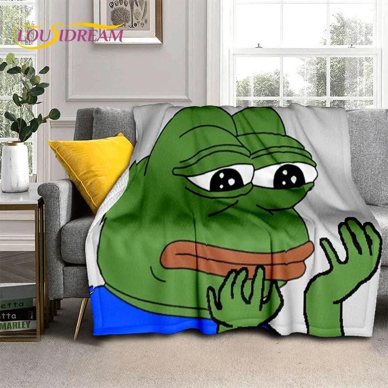 Cartoon Pepe The Frog Face HD Soft Flannel Blanket for Beds Bedroom Sofa Picnic,Throw Blanket for Cover Outdoor Leisure Nap Gift