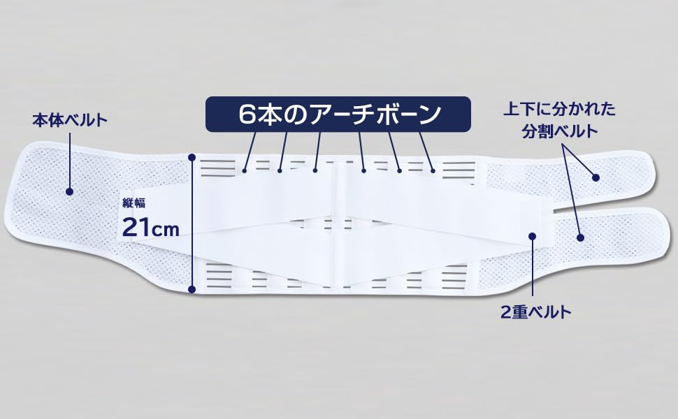 Cyplus Lumbar Corset with 6 Arch Bones to Support Lower Back Muscles (Large) with Double Belt, Doctor's Arch