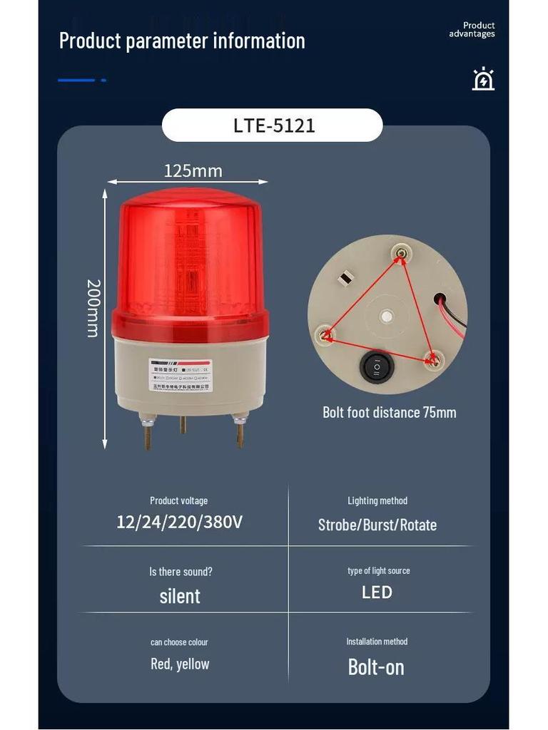 LTE-5161 LED Rotating Sound & Light Alarm Device with Anti-Rear-End Indicator