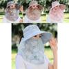 Polyester Chiffon Sun Hat With Face Mask And Neck Cover For Outdoor Gardening Sun Protection