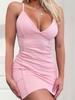 Summer Bodycon Vest Dress Sleeveless Fold Package Hips Party Mini Dresses Women's Harajuku Sexy Deep V-neck Solid Sling Skirt