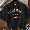 CALIFORNIA LOS ANGELES Leopard Letter Pattern Summer Short Sleeve T-shirt Fashion Daily Casual Women Wear